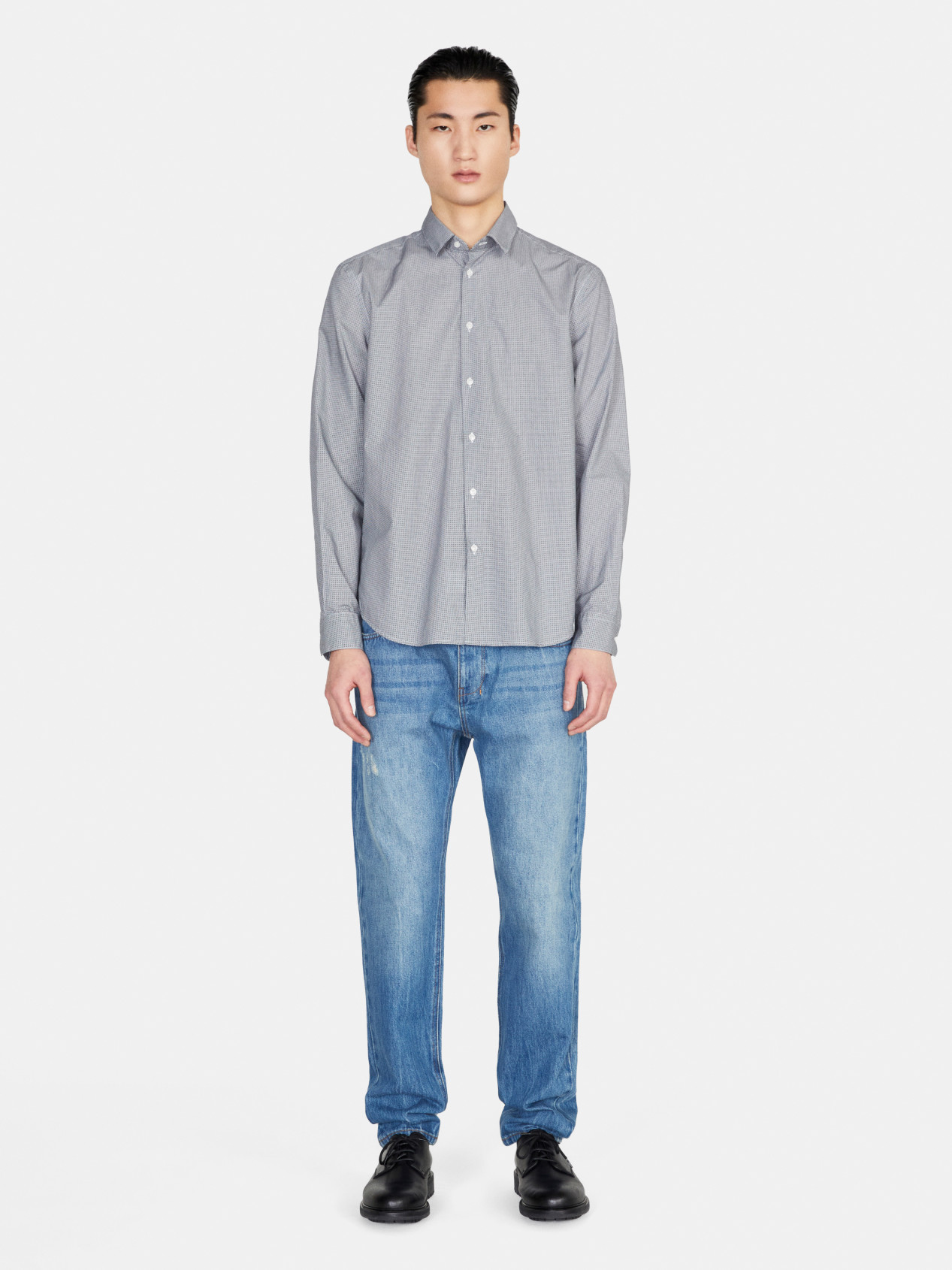 Sisley - Printed Shirt, Man, Light Gray, Size: L