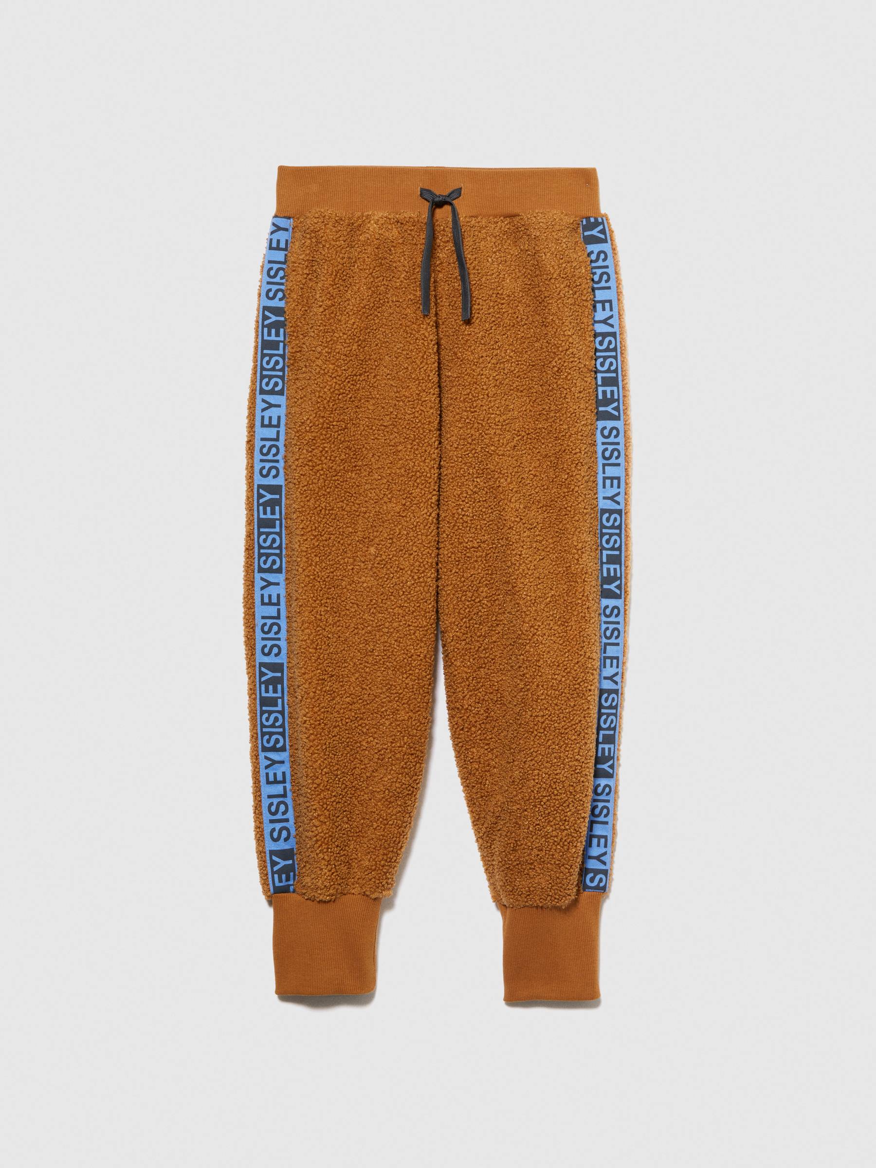 Sisley Young - Teddy Joggers With Logo Band, Man, Camel, Size: M