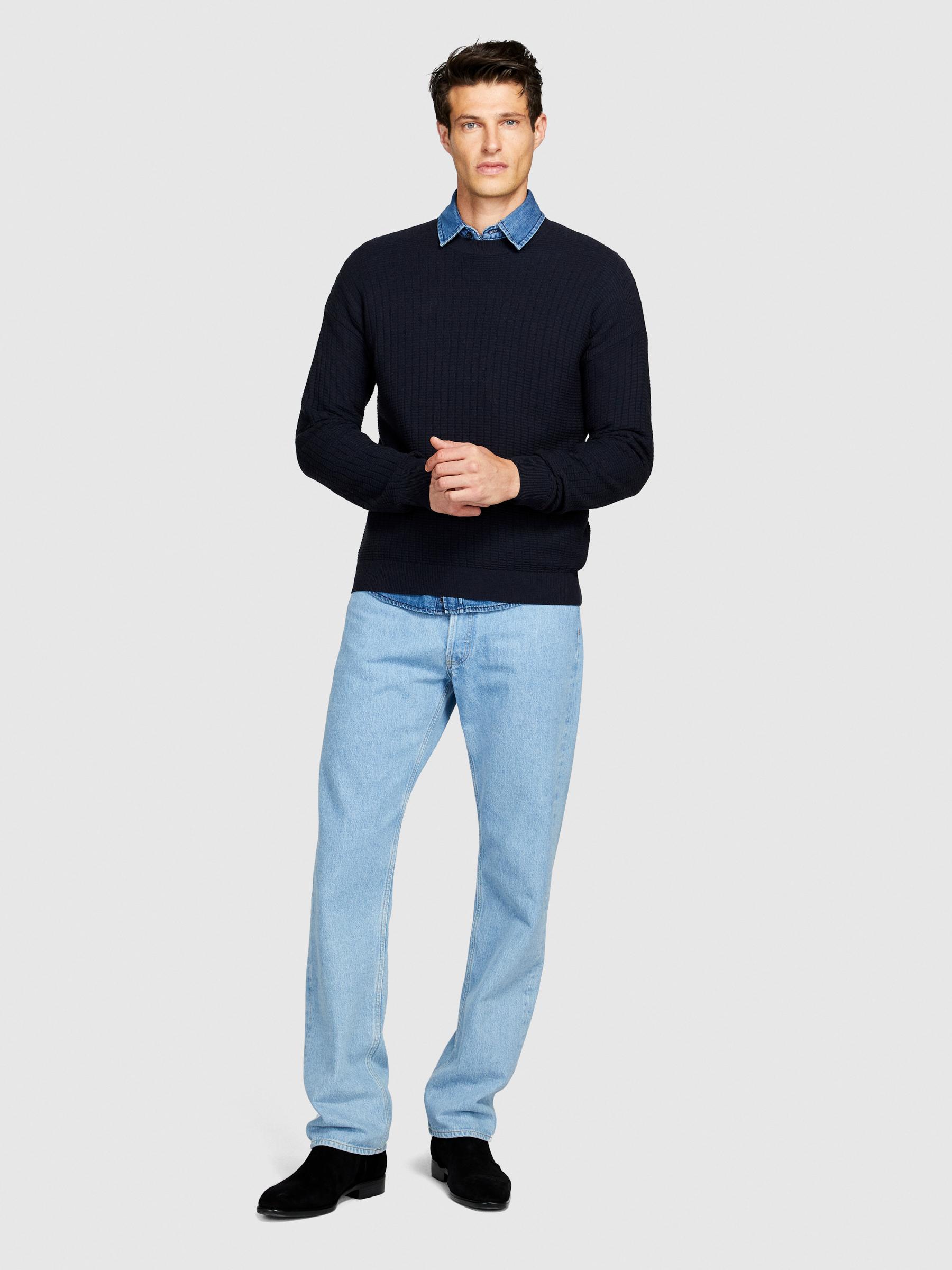 Sisley - Regular Fit Sweater, Man, Dark Blue, Size: EL