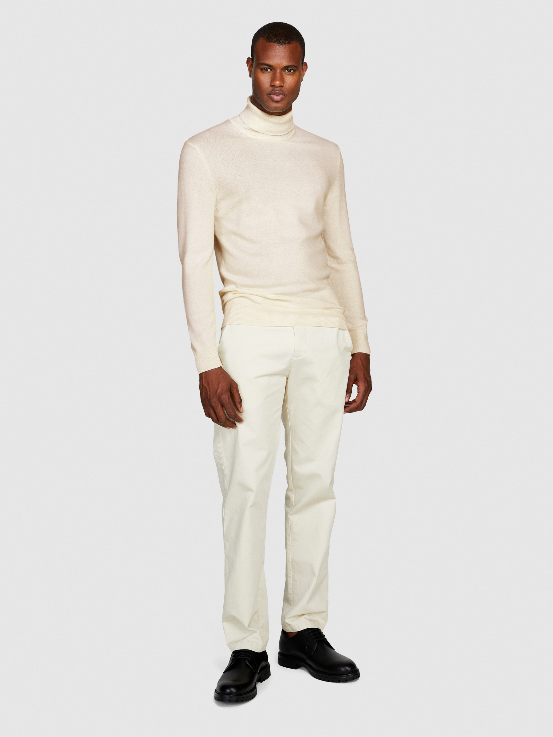 Sisley - High Neck Sweater, Man, Creamy White, Size: L