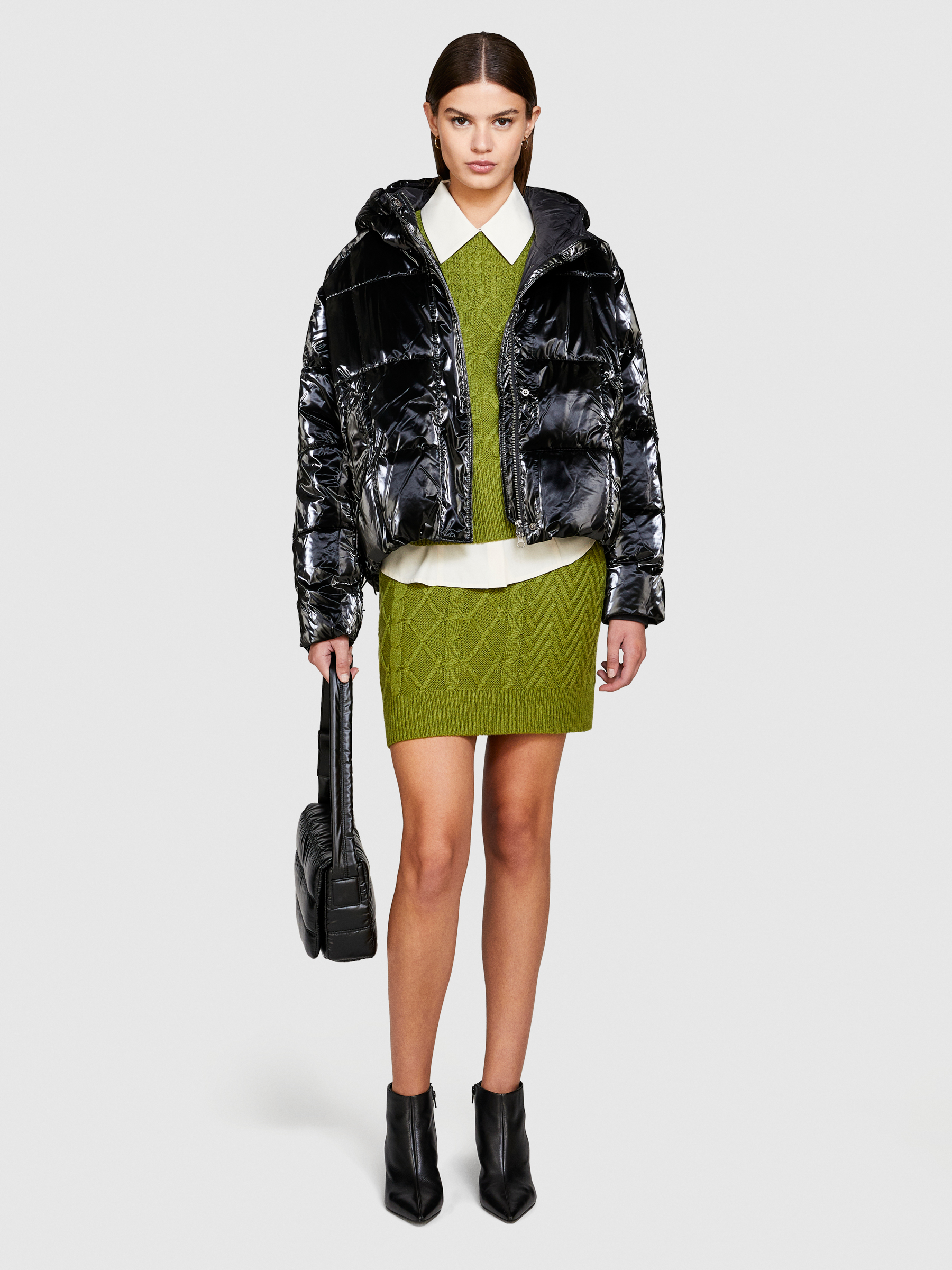 Sisley - Oversized Padded Jacket, Woman, Black, Size: 46