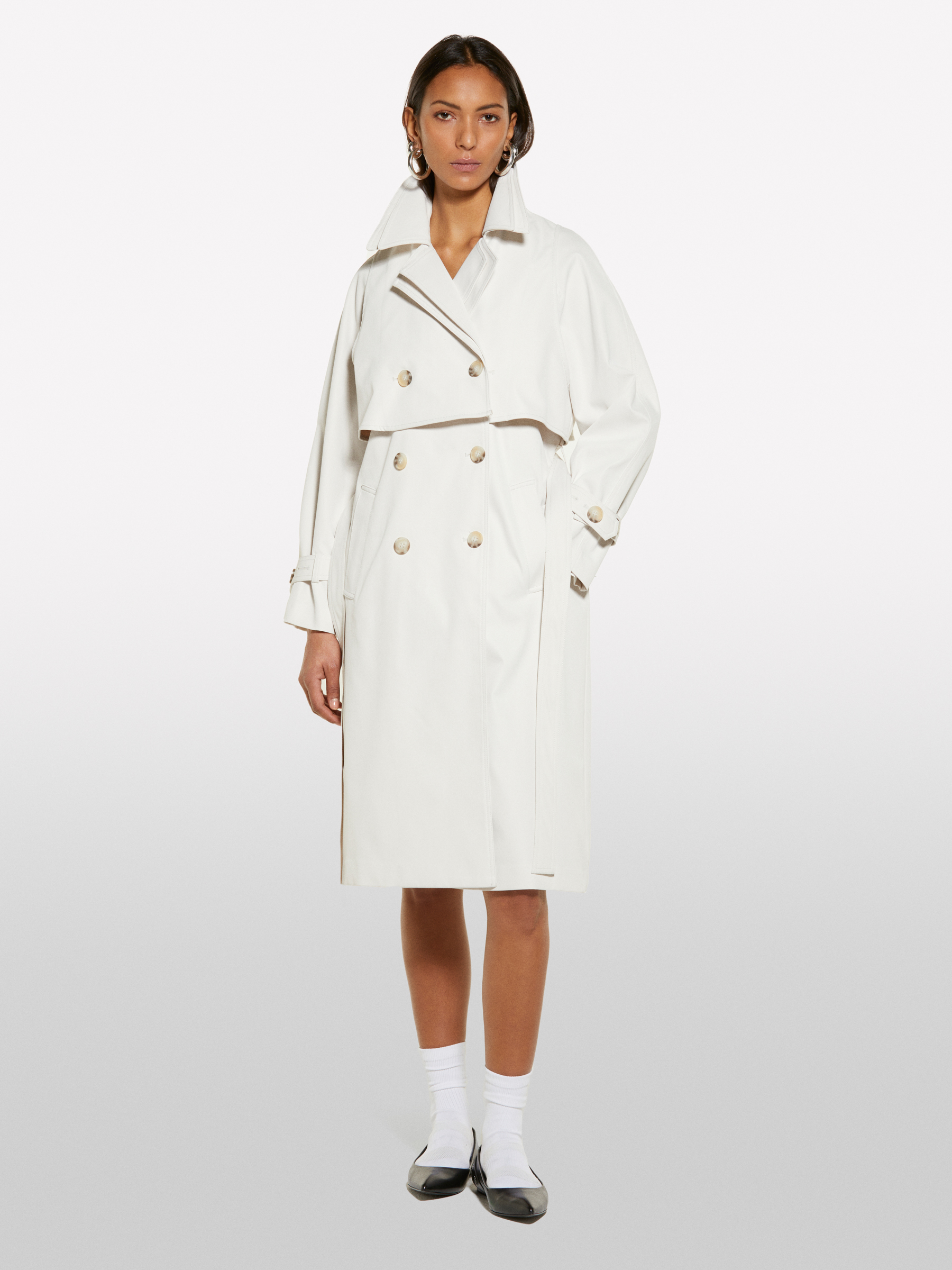 Sisley - Seidenmatter Trenchcoat, Frau, Cremeweiss, Größe: L