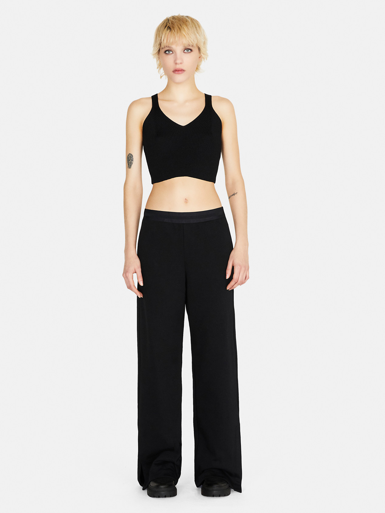 Sisley - Flare Fit Sweatpants, Woman, Black, Size: 44