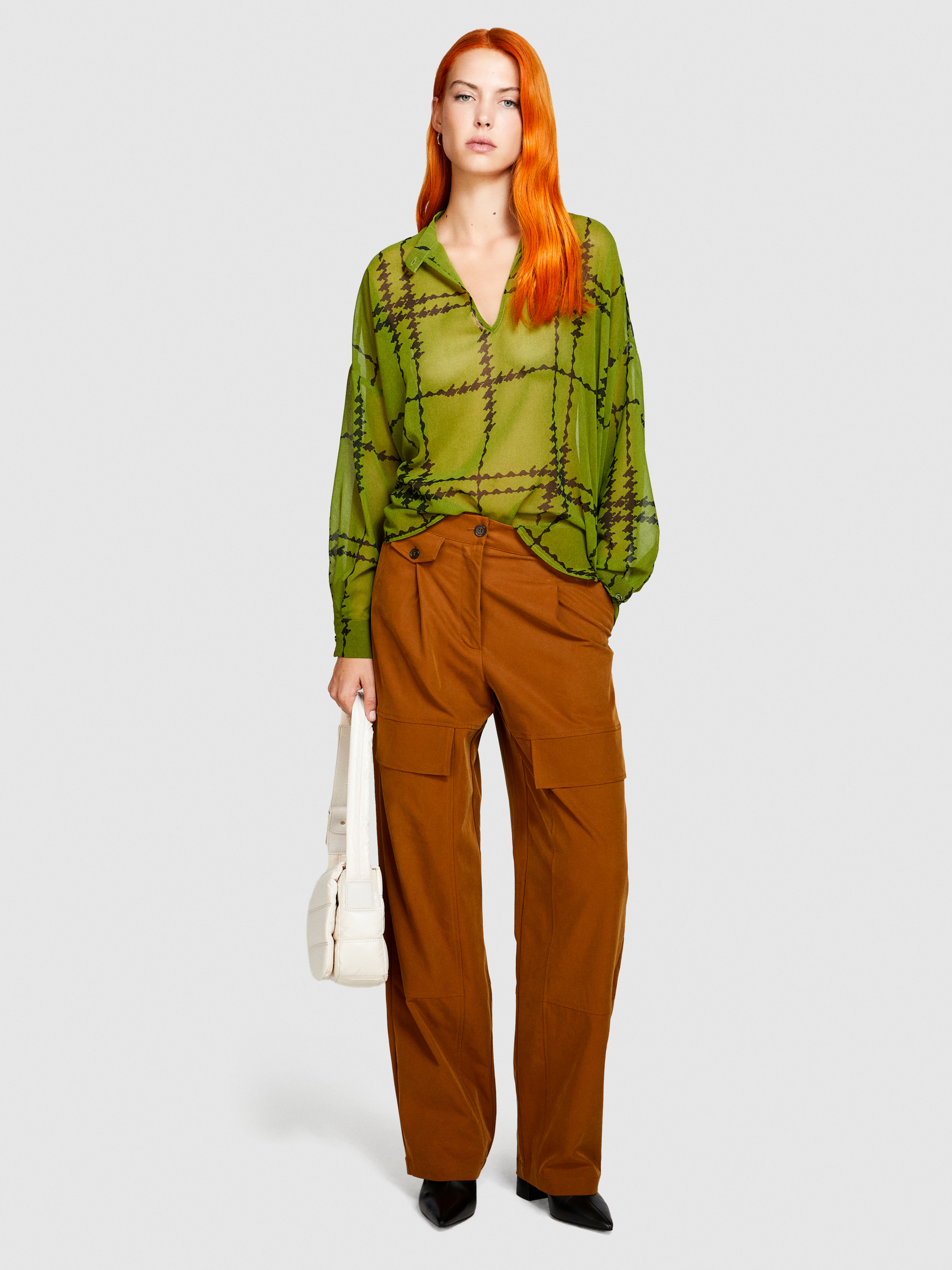Sisley - Multi-pocket Trousers, Woman, Camel, Size: 40