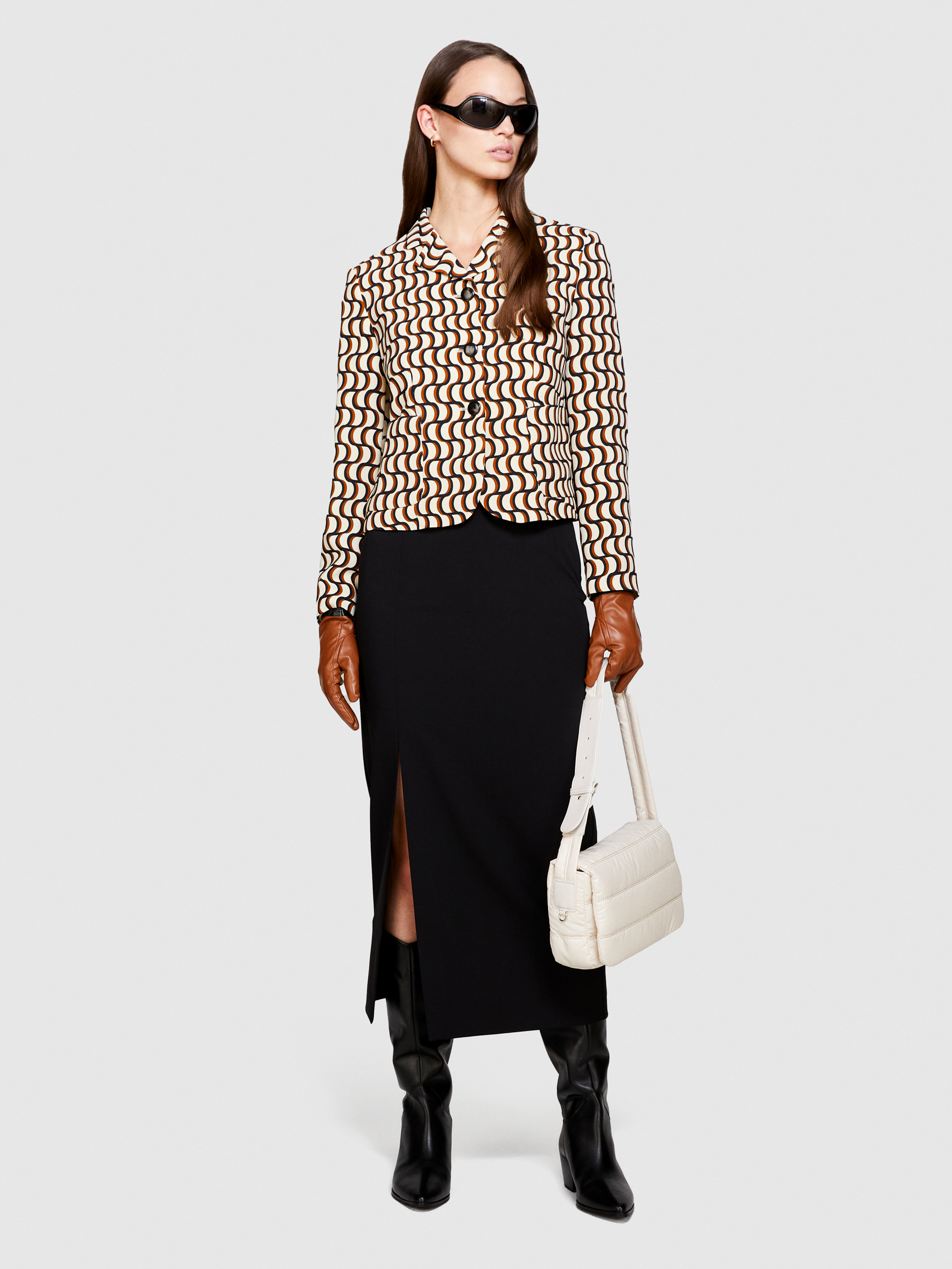 Sisley - Printed Jacket, Woman, Multi-color, Size: 46