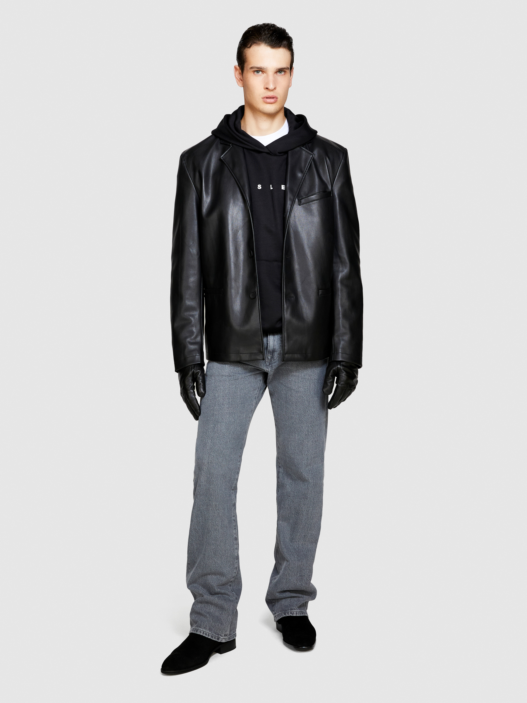 Sisley - Blazer In Imitation Leather Fabric;, Man, Black, Size: 46