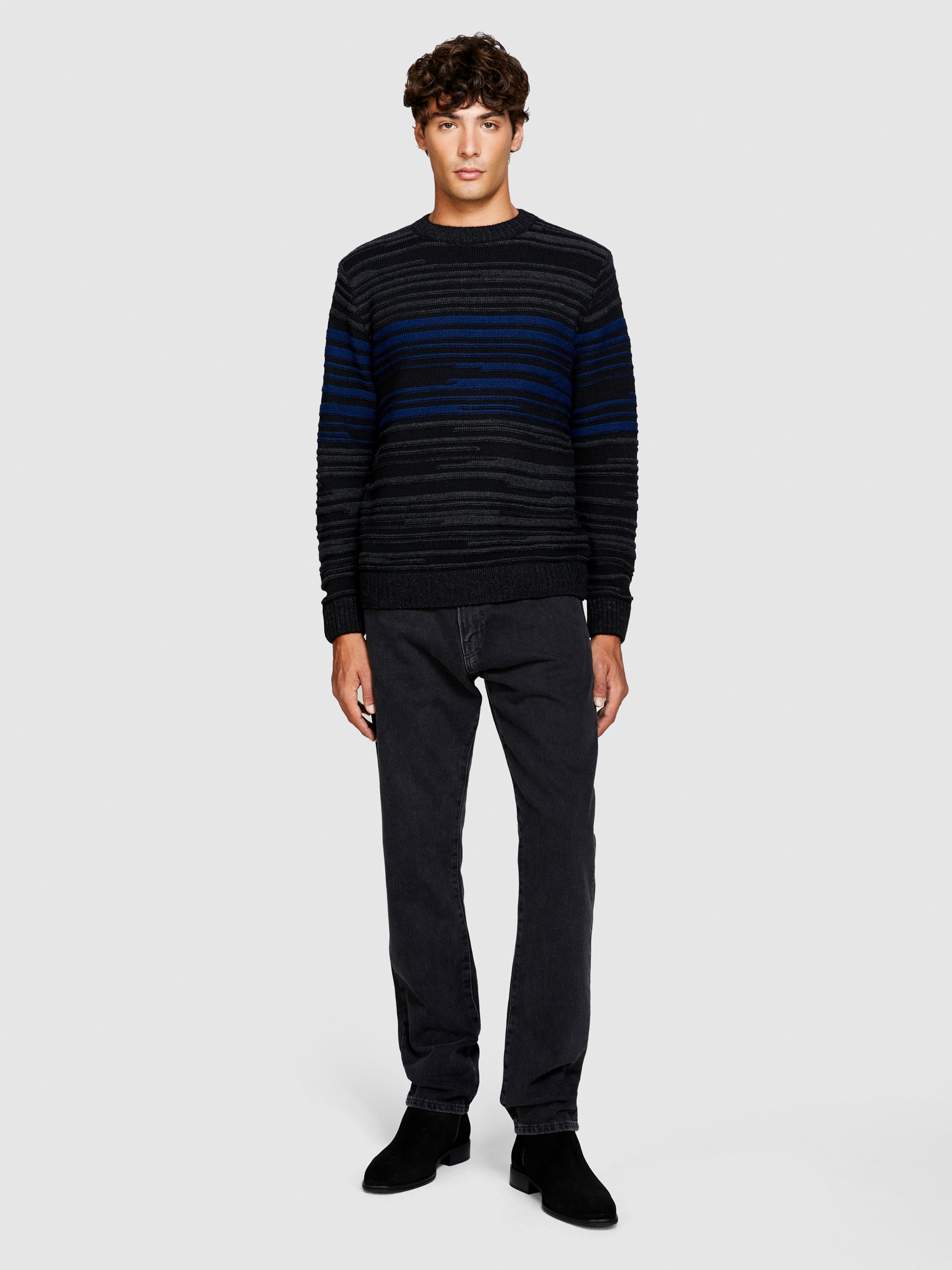 Sisley - Sweater With Stripes, Man, Multi-color, Size: EL