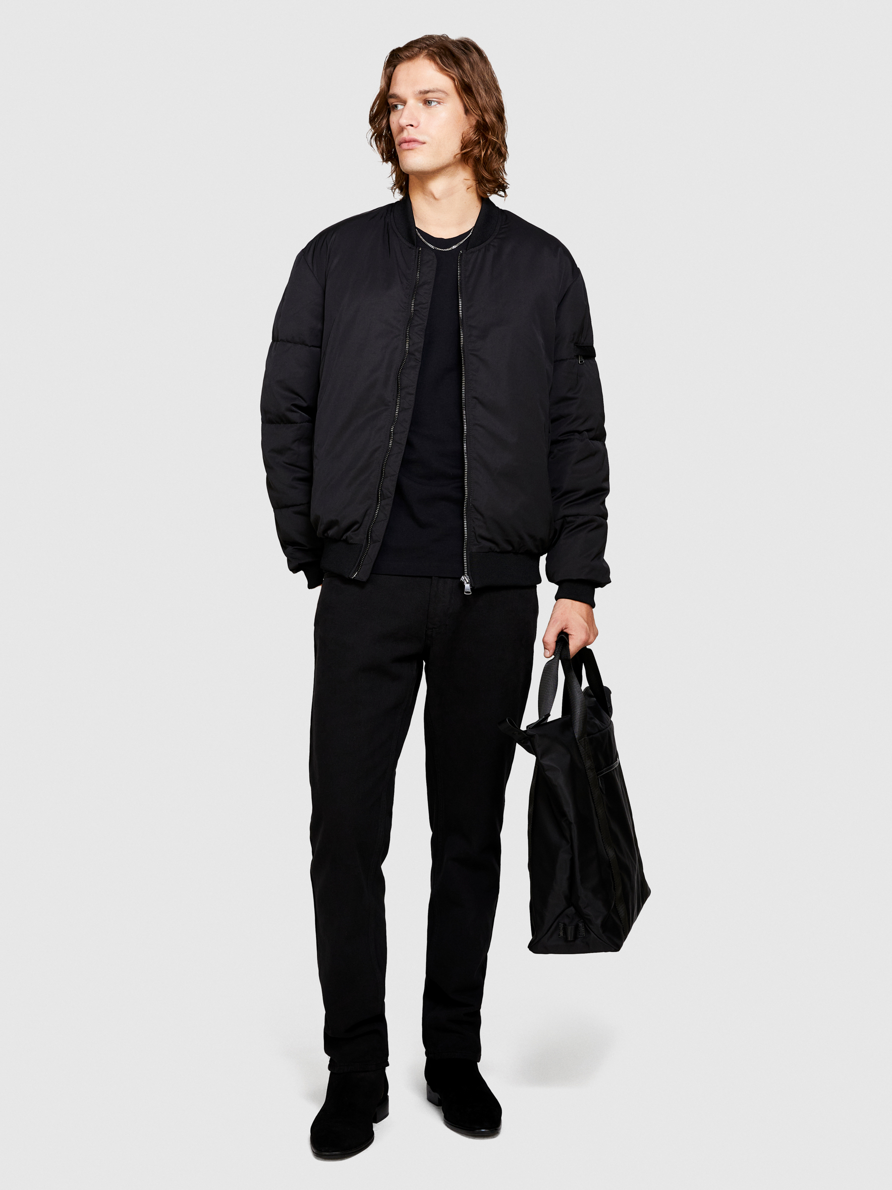 Sisley - Stockholm Trousers In Colored Denim, Man, Black, Size: 34