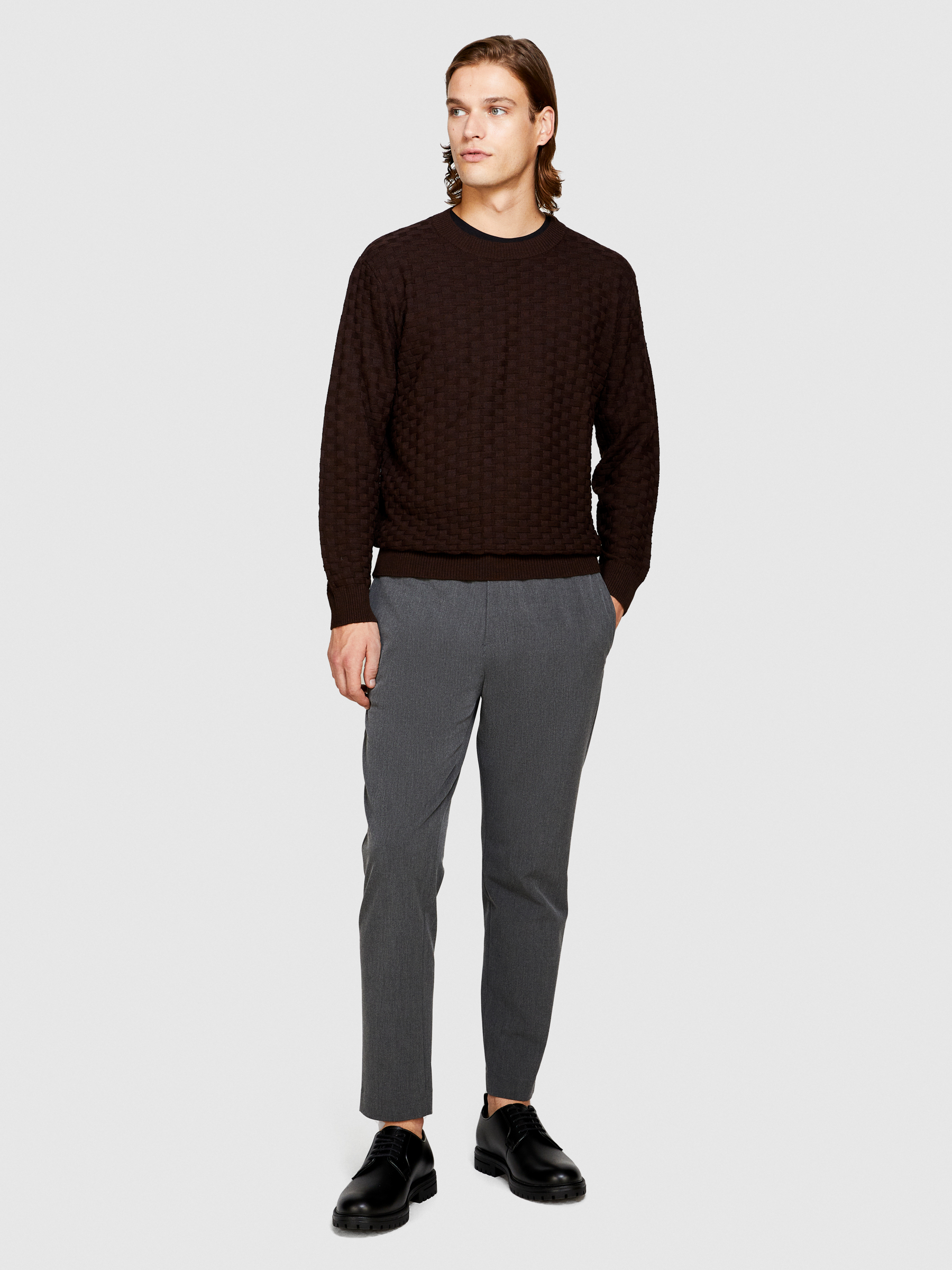 Sisley - Regular Fit Sweater, Man, Dark Brown, Size: L