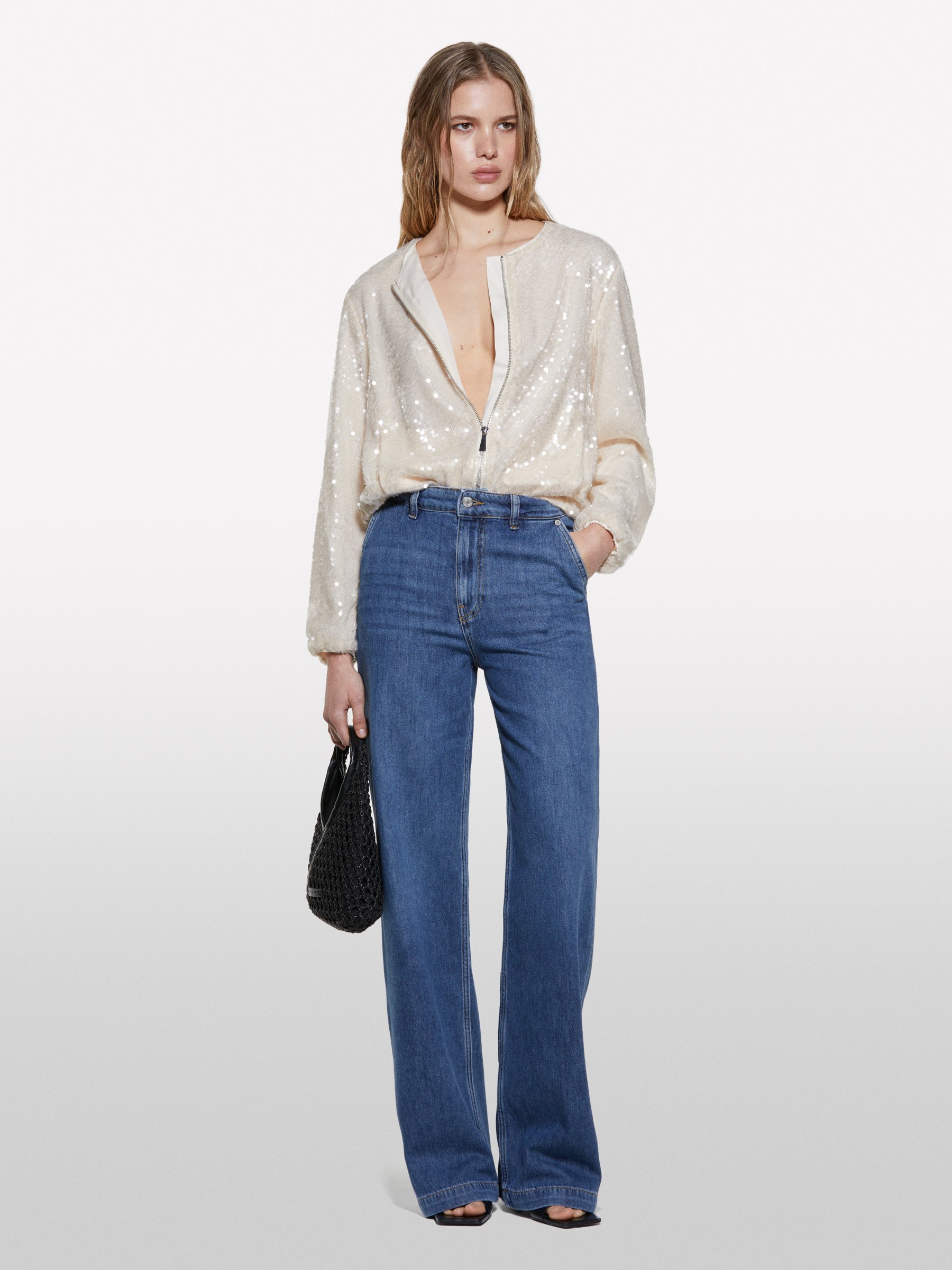  Sisley - Bomber Sand Με Παγιέτες, θήλυ, Μπεζ, μέγεθος: M 2025