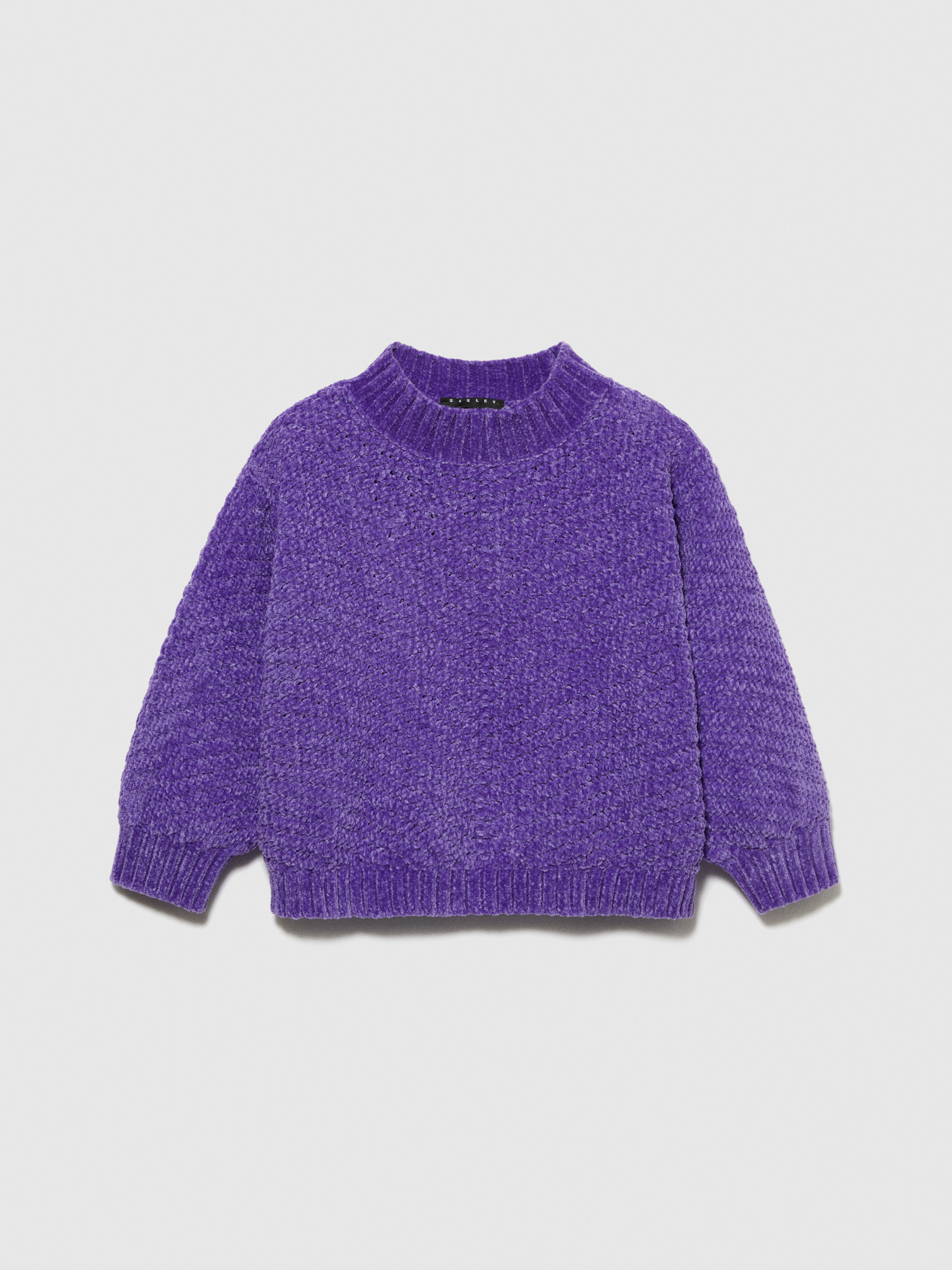 Sisley Young - Cropped Chenille Sweater, Woman, Violet, Size: L