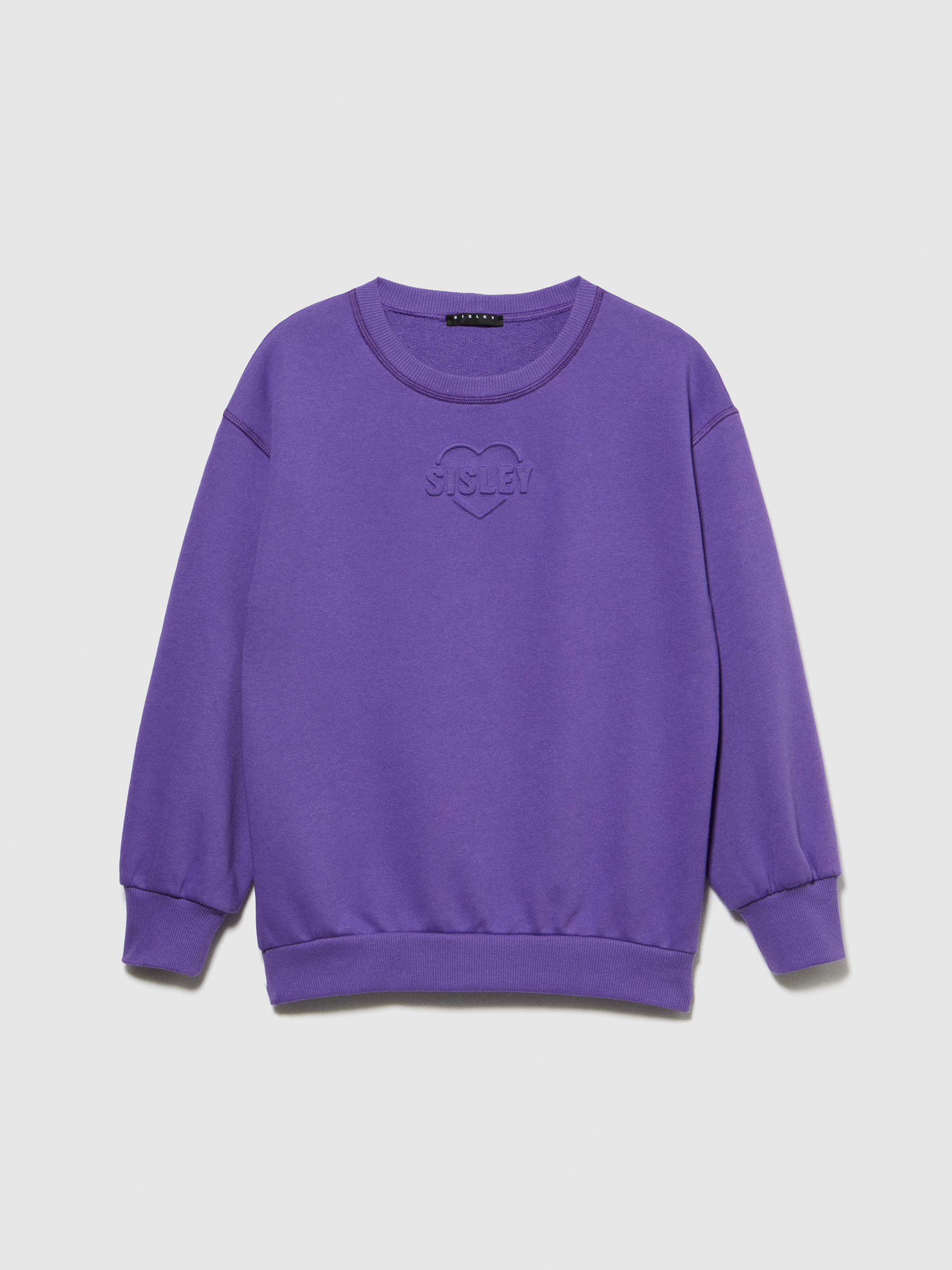 Sisley Young - Sweatshirt With Embossed Print, Woman, Violet, Size: M
