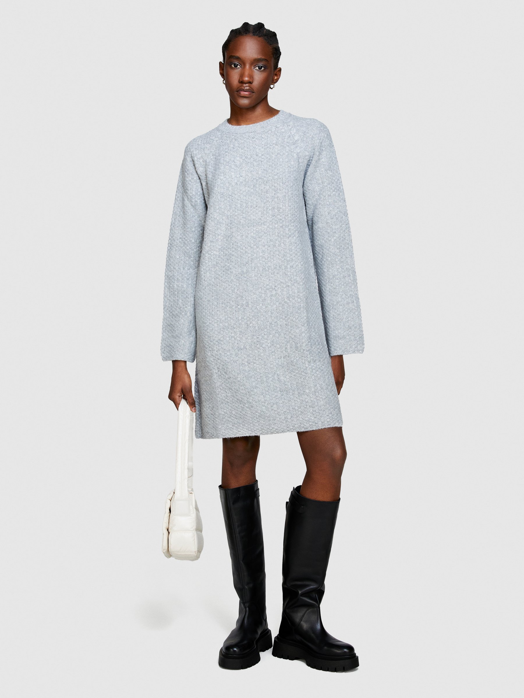 Sisley - Short Sweater Dress, Woman, Light Gray, Size: S