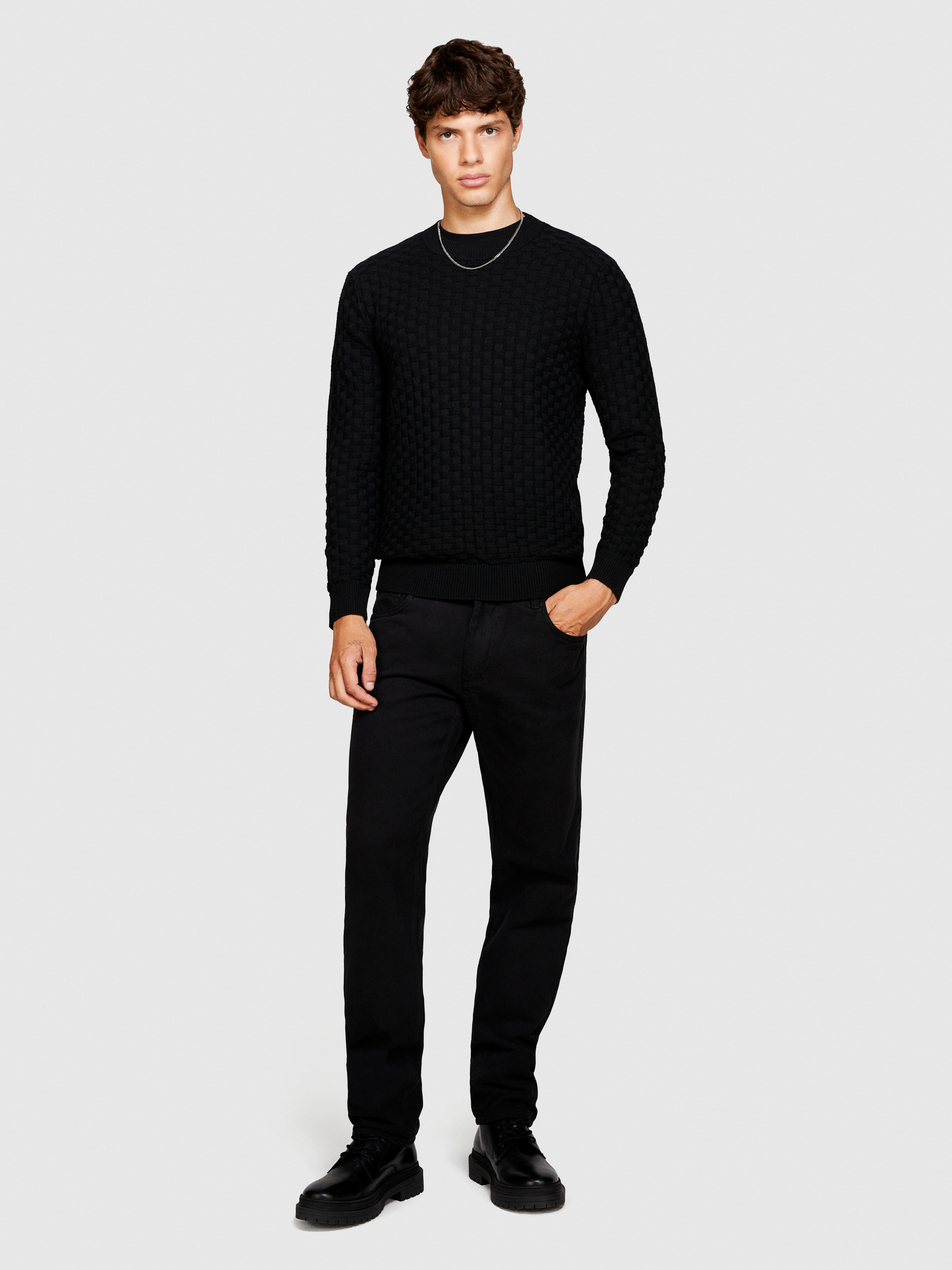 Sisley - Regular Fit Sweater, Man, Black, Size: L