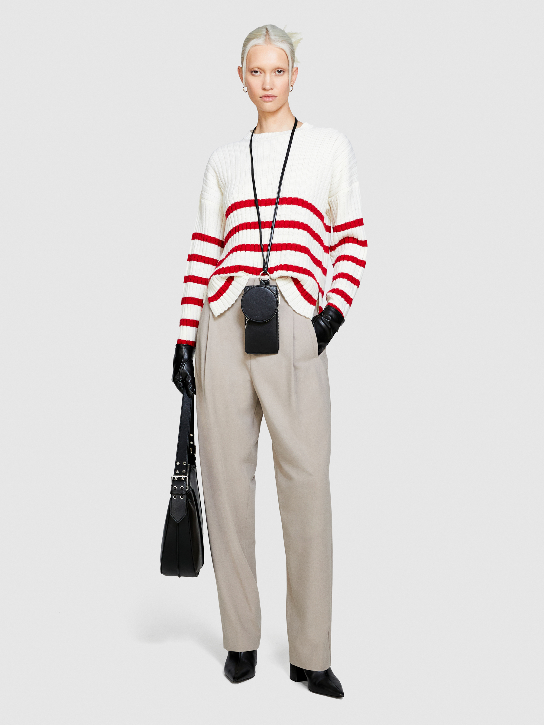 Sisley - Striped Sweater, Woman, White, Size: XS