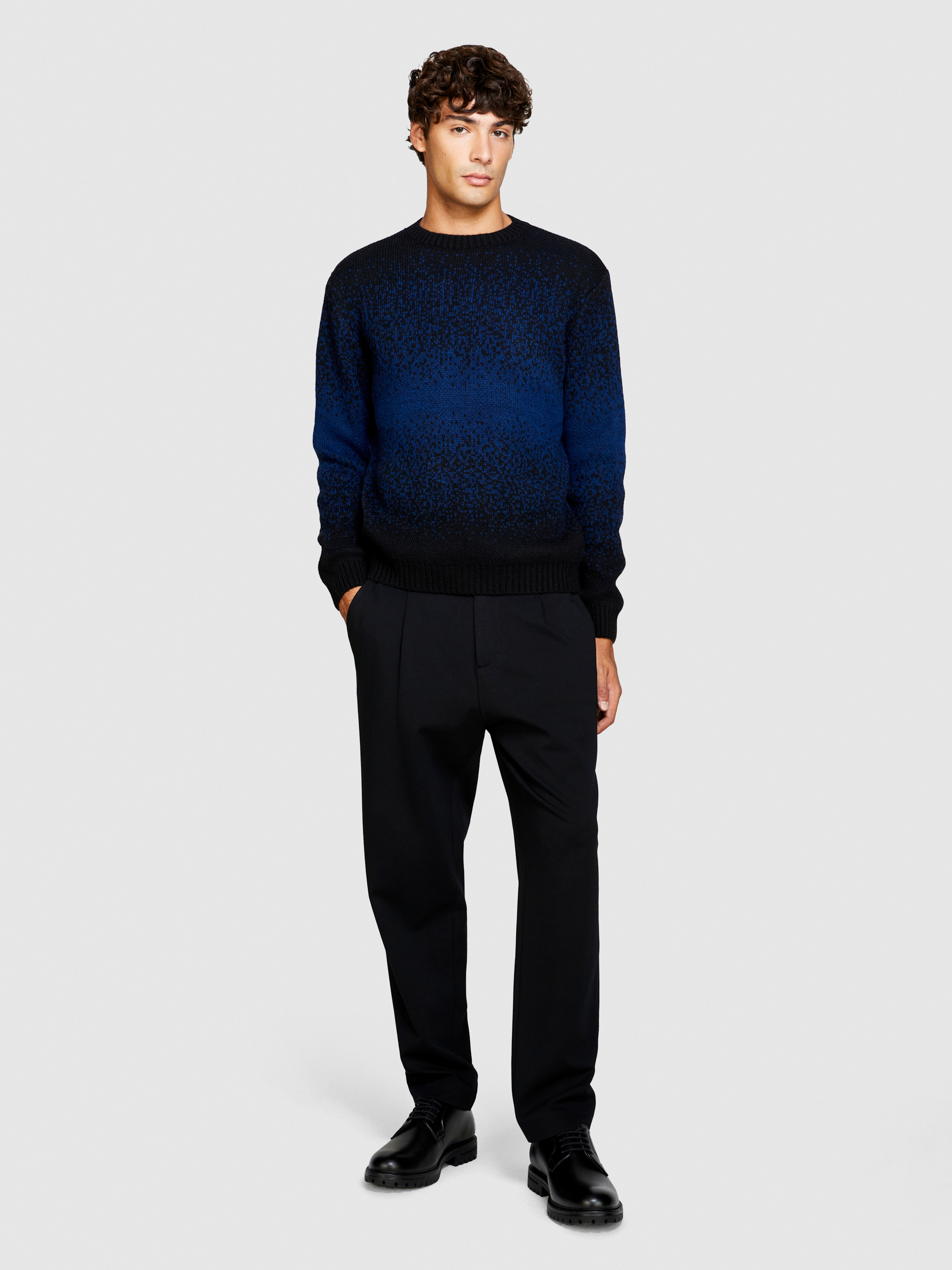 Sisley - Blurred Look Sweater, Man, Dark Blue, Size: M