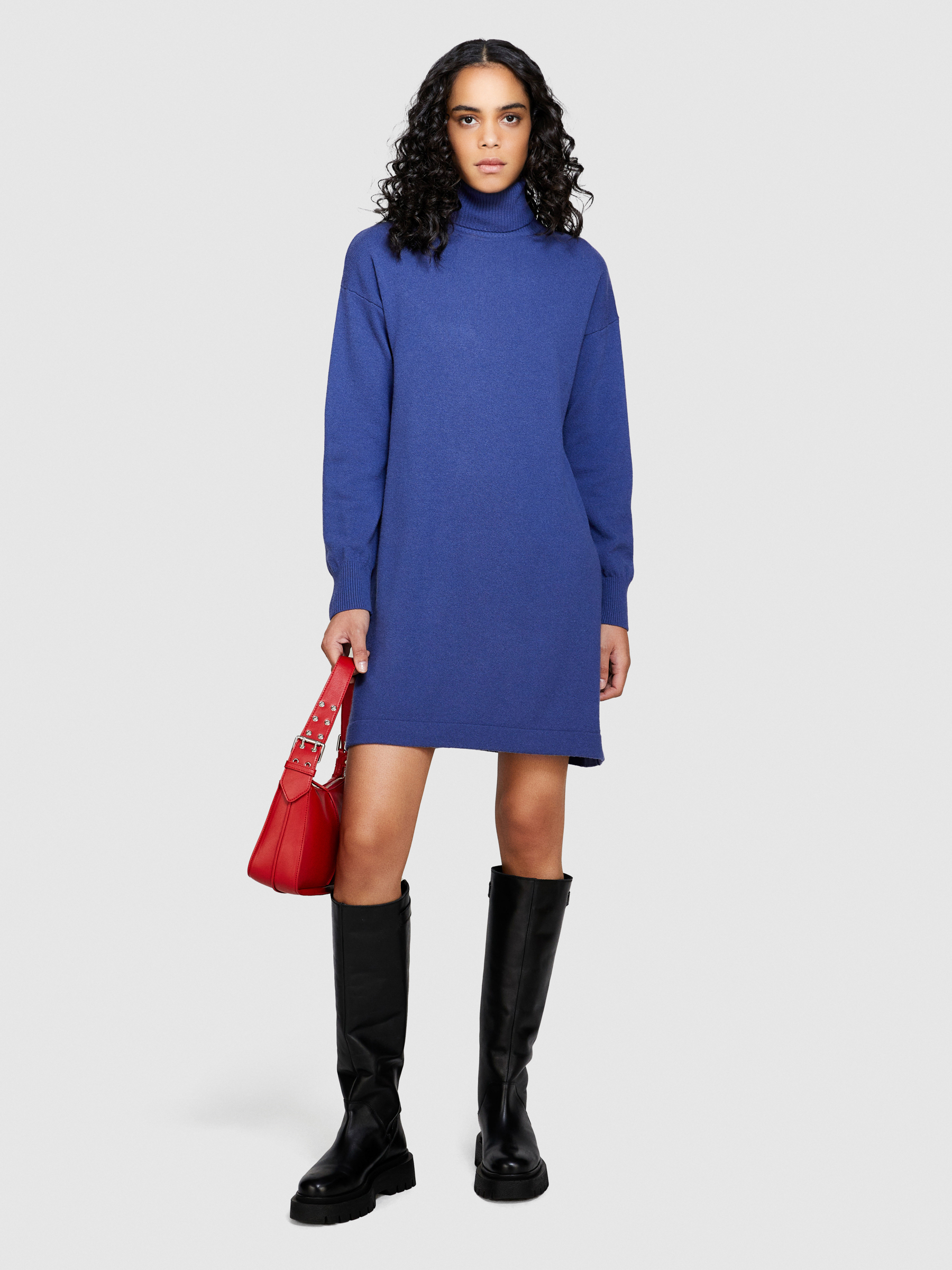 Sisley - Short Sweater Dress, Woman, Dark Blue, Size: XS