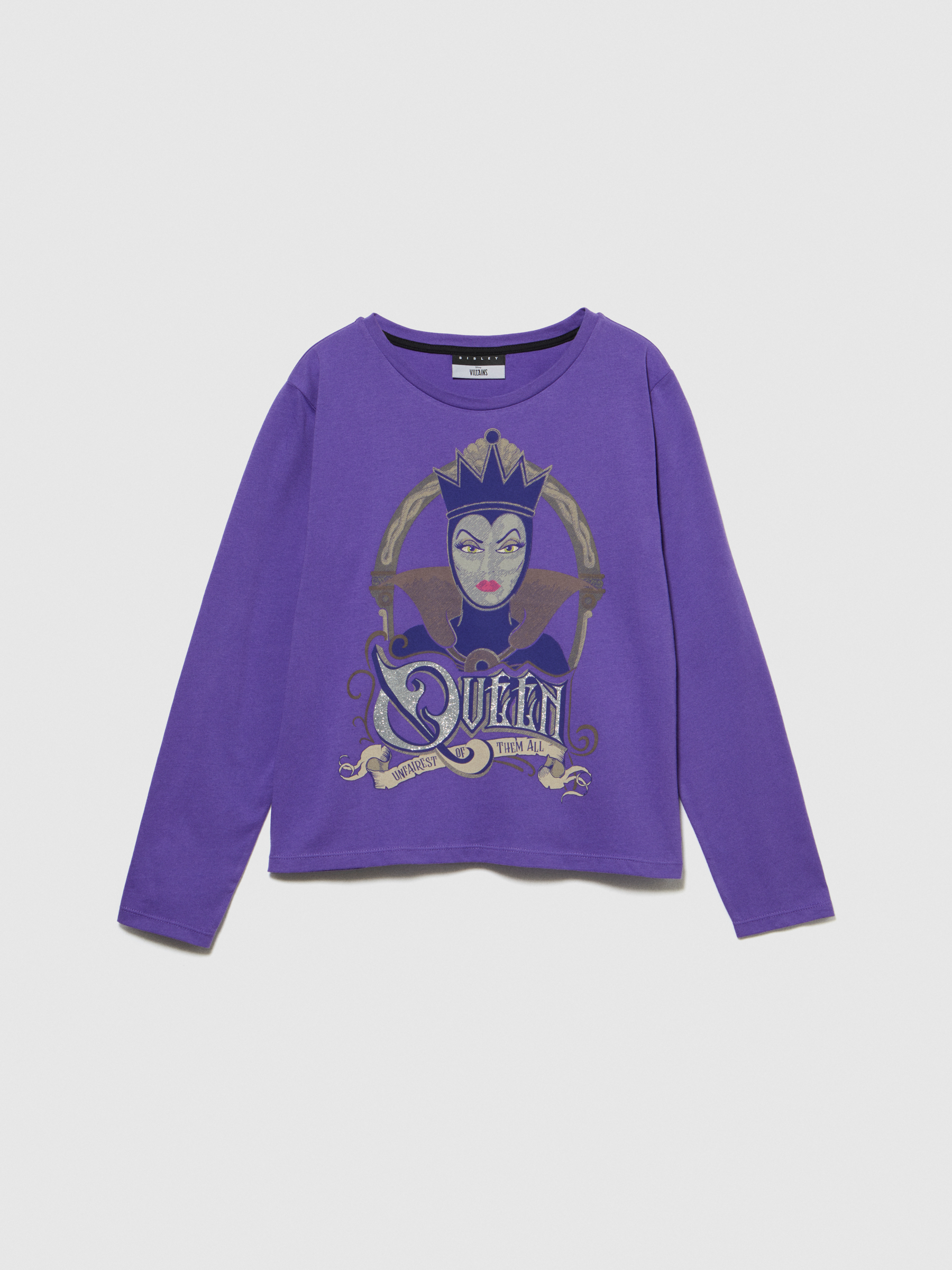 Sisley Young - T-shirt With (c)disney Print And Glitter, Woman, Violet, Size: L