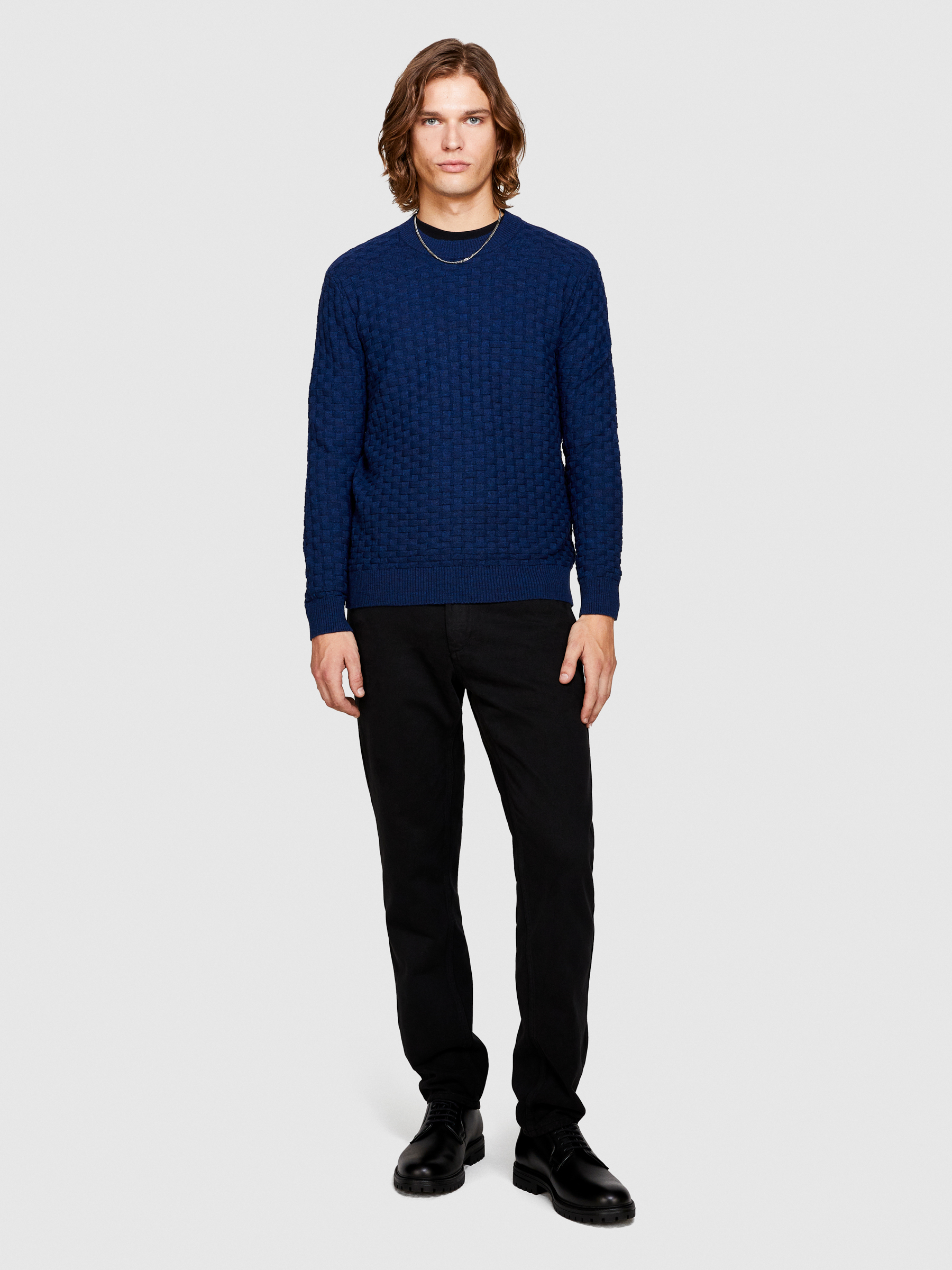 Sisley - Regular Fit Sweater, Man, Dark Blue, Size: L