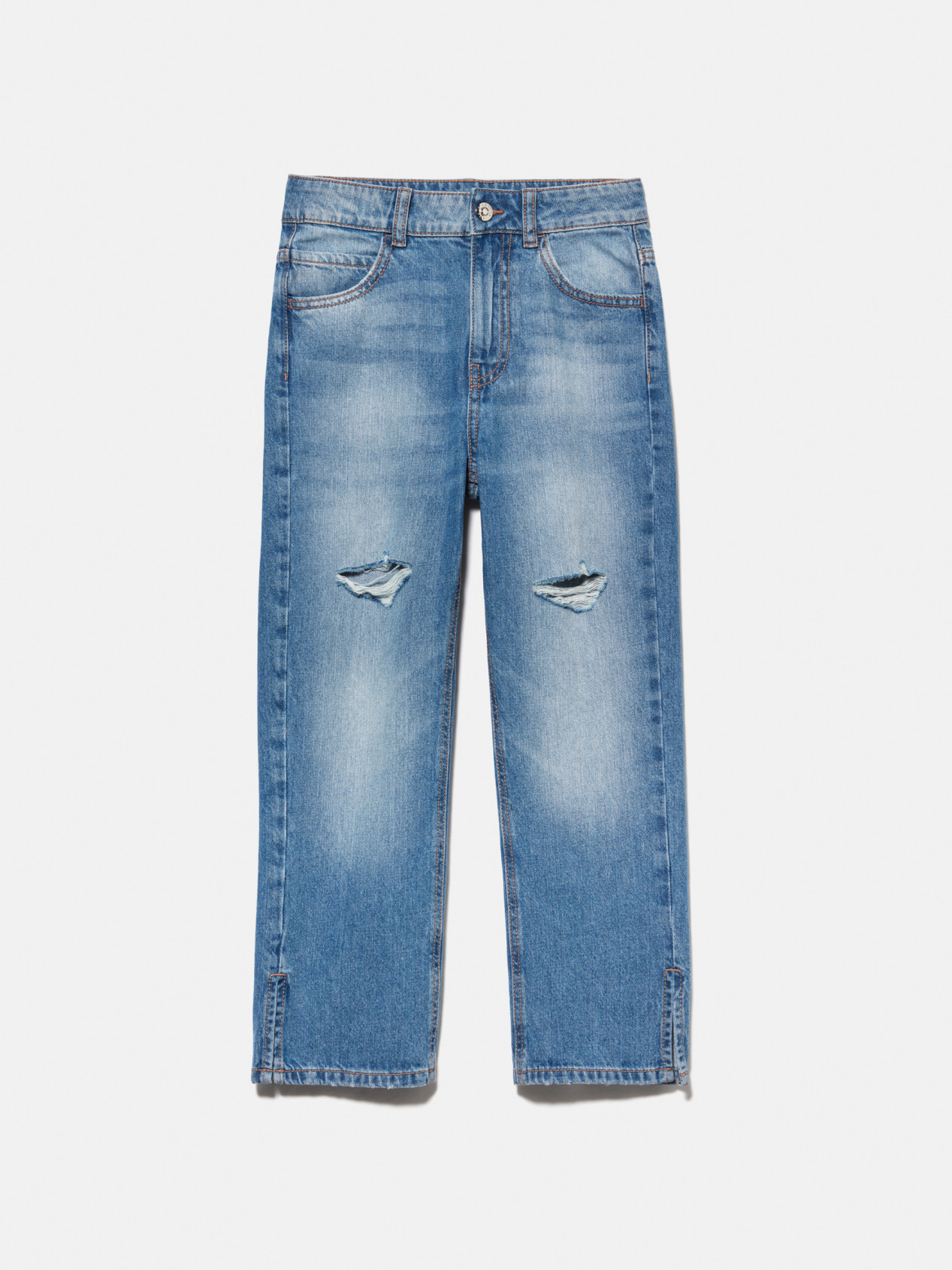 Sisley Young - Regular Fit Jeans With Rips, Woman, Blue, Size: XS