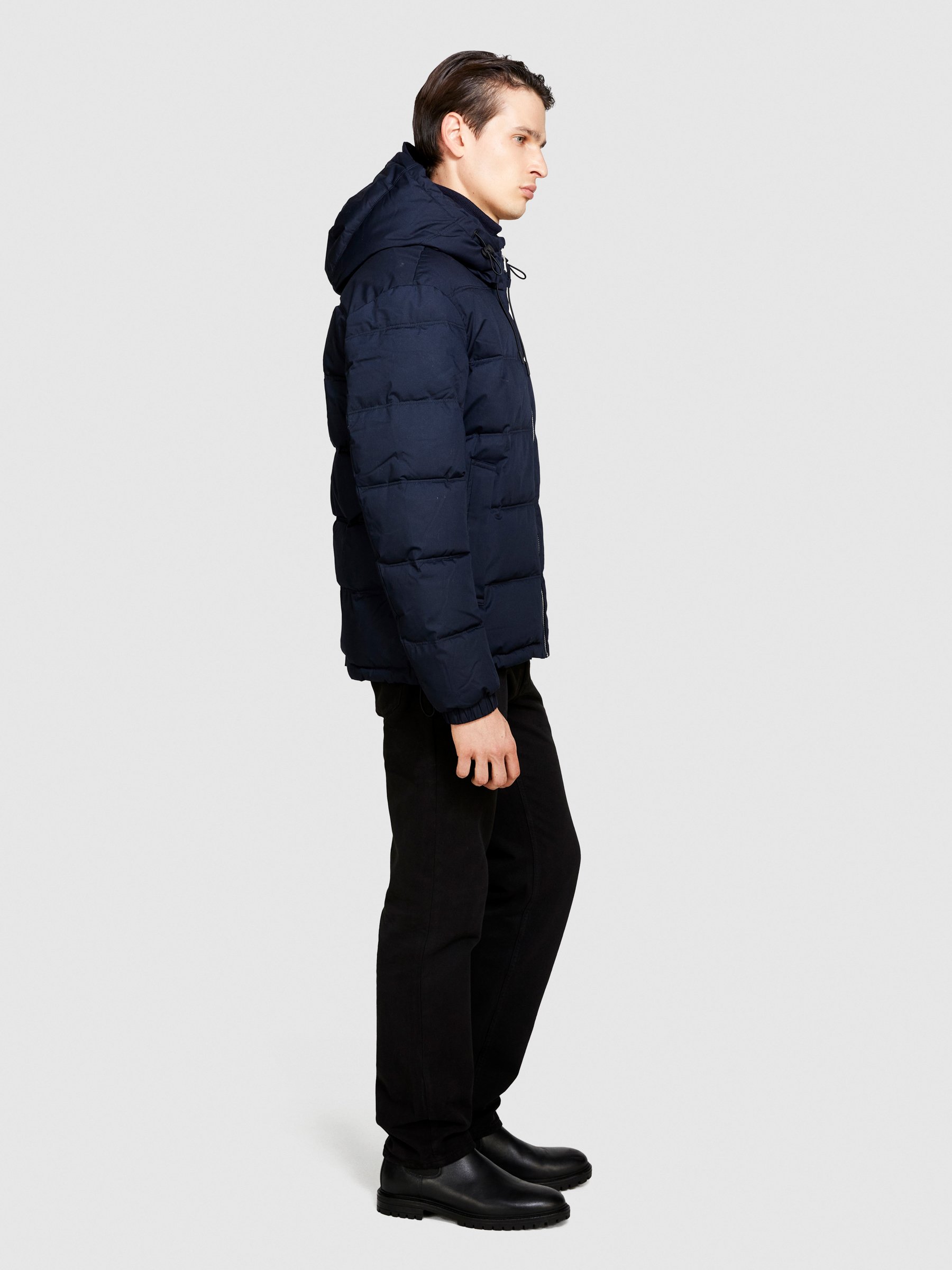 Sisley - Padded Jacket With Hood, Man, Dark Blue, Size: M
