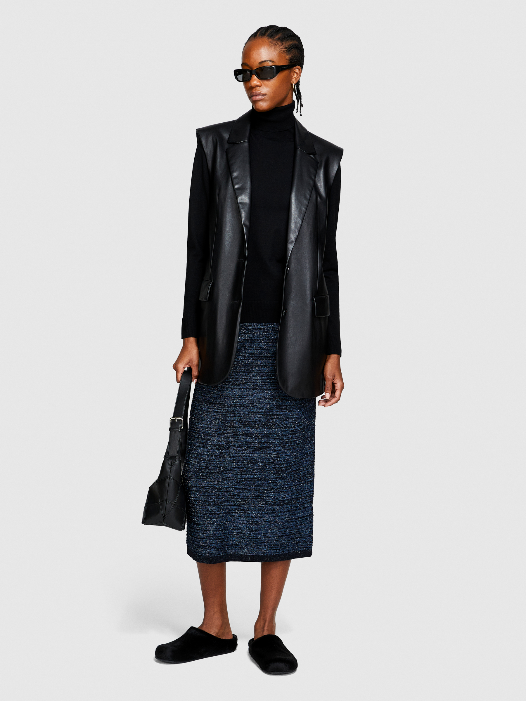 Sisley - Regular Fit Turtleneck, Woman, Black, Size: XL